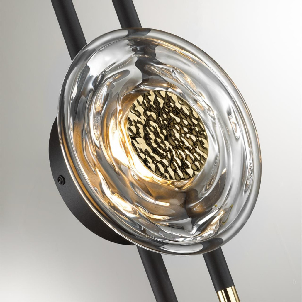 Бра черного цвета с круглым прозрачным стеклянным плафоном Virelia