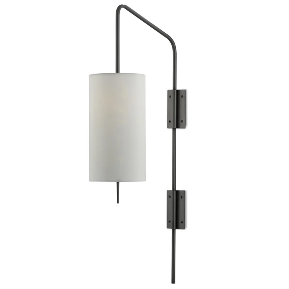 Бра чёрное с тканевым абажуром в форме цилиндра Rough Beauty