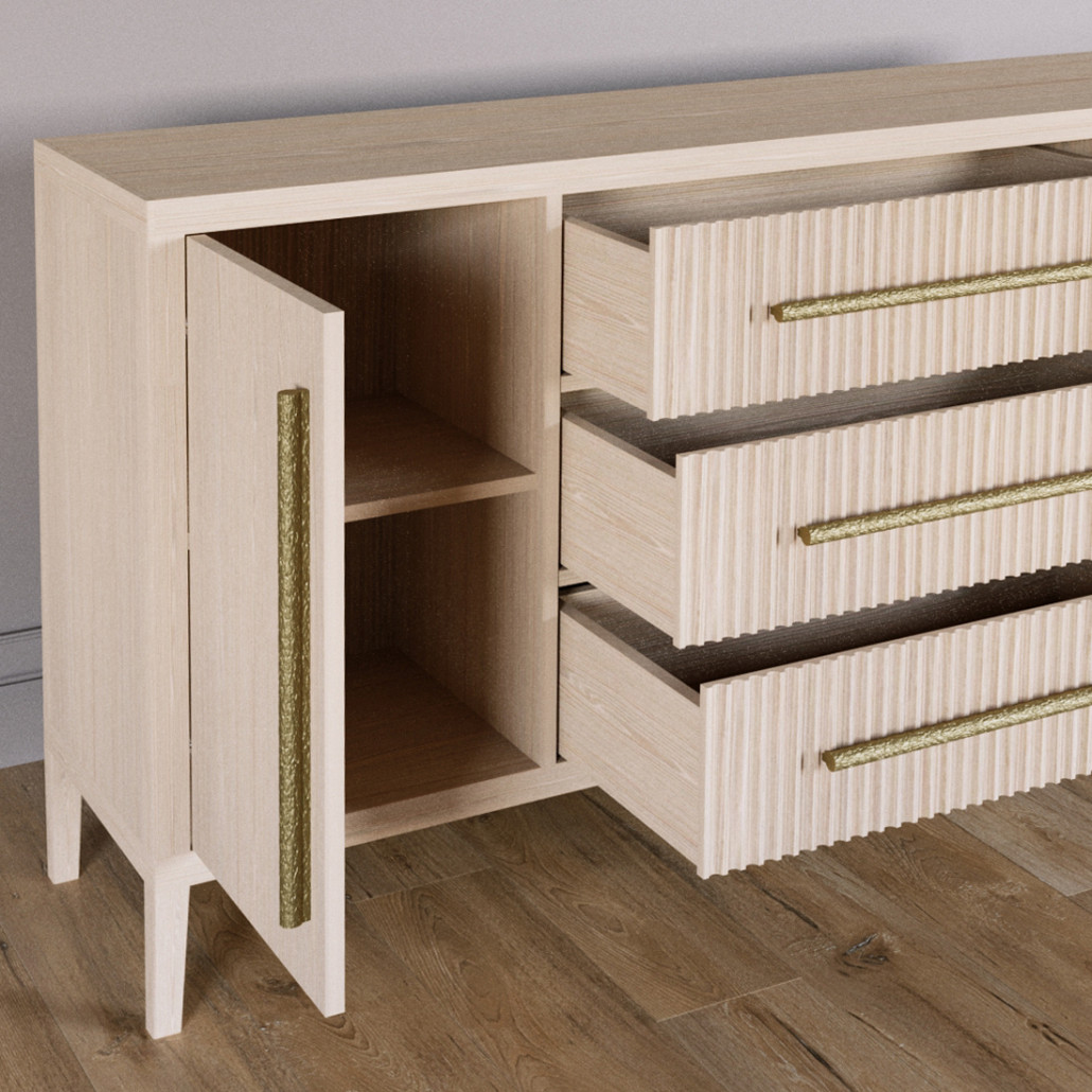 Буфет Primo с тремя ящиками и двумя фасадами Светлый дуб