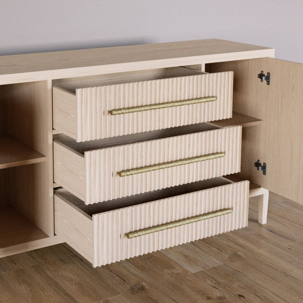 Буфет Primo с тремя ящиками и двумя фасадами Светлый дуб