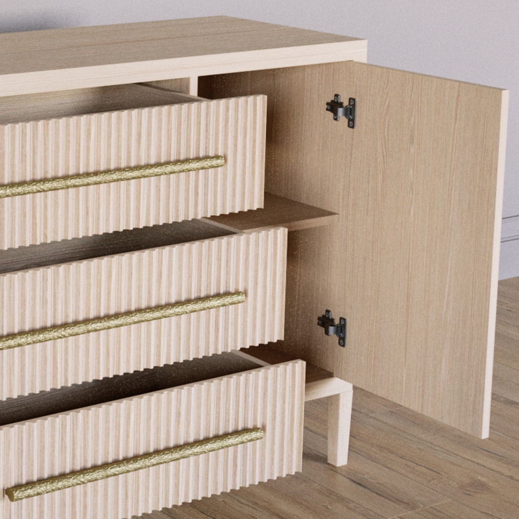 Буфет Primo с тремя ящиками и двумя фасадами Светлый дуб