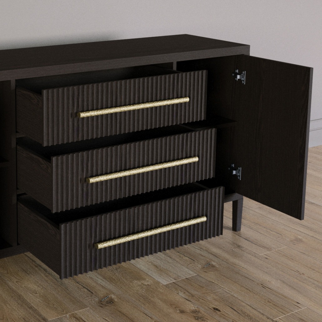 Буфет Primo с тремя ящиками и двумя фасадами Темный орех