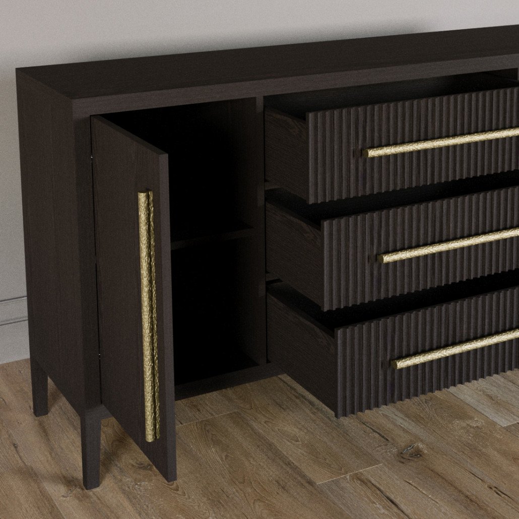 Буфет Primo с тремя ящиками и двумя фасадами Темный орех