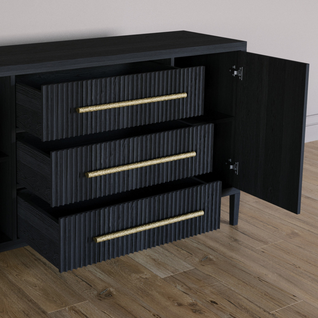 Буфет Primo с тремя ящиками и двумя фасадами Черный дуб