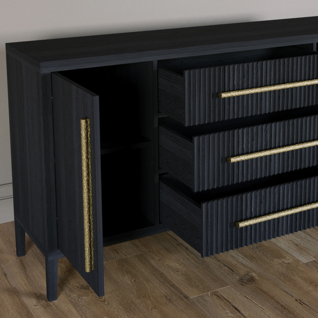 Буфет Primo с тремя ящиками и двумя фасадами Черный дуб