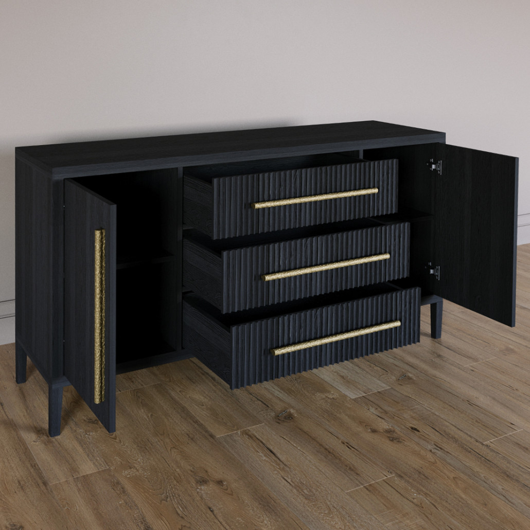 Буфет Primo с тремя ящиками и двумя фасадами Черный дуб