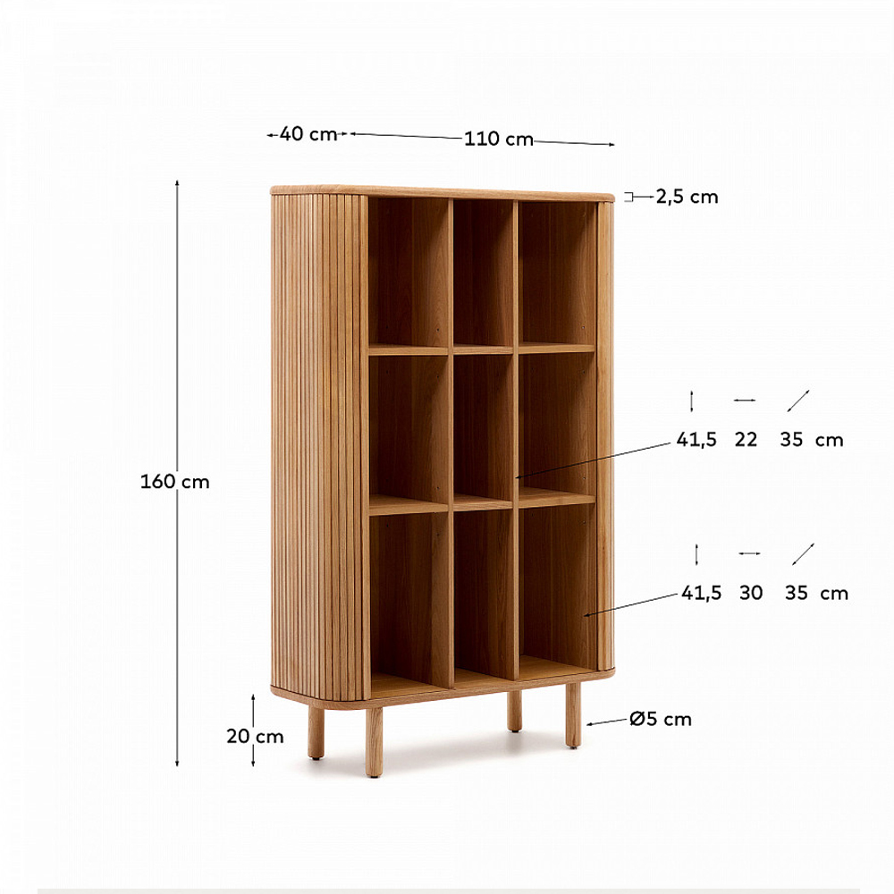 Буфет из ясеневого шпона с открытыми полками и 2-мя раздвижными дверями Toinette
