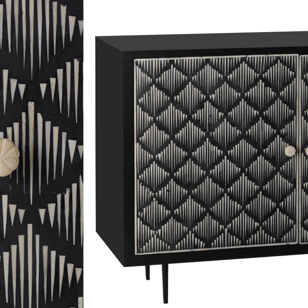 Буфет инкрустированный костью Bone Inlay black