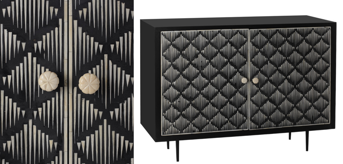 Буфет инкрустированный костью Bone Inlay black