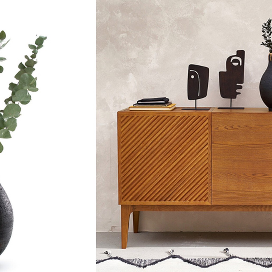 Ваза Ceramic Vase & Rattan D20