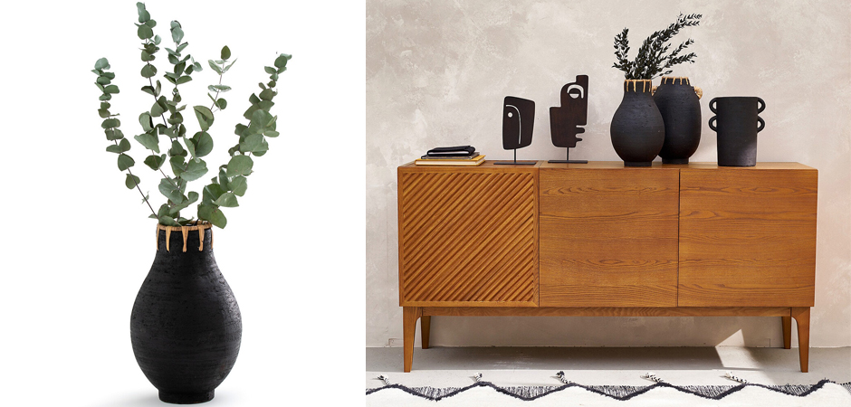 Ваза Ceramic Vase & Rattan D20