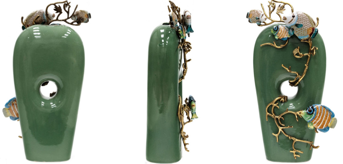 Ваза Colored Fish Vase green