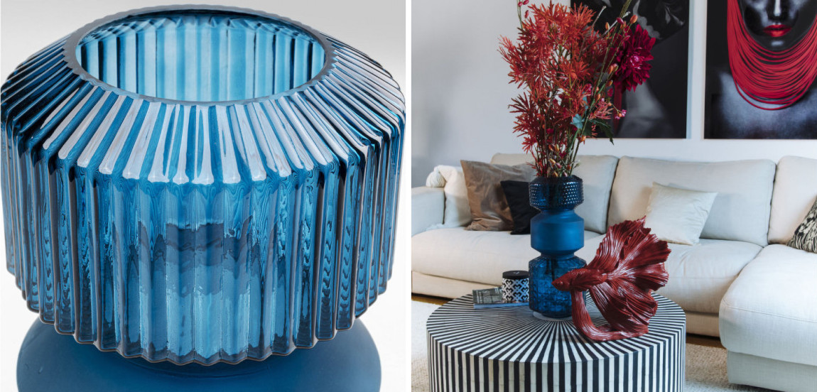 Ваза Geometric Blue Glass Vase 36