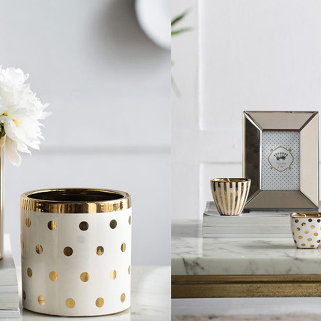 Ваза Gold & White Stripes