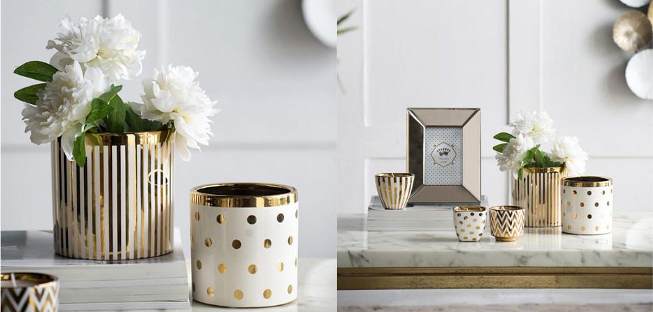 Ваза Gold & White Stripes