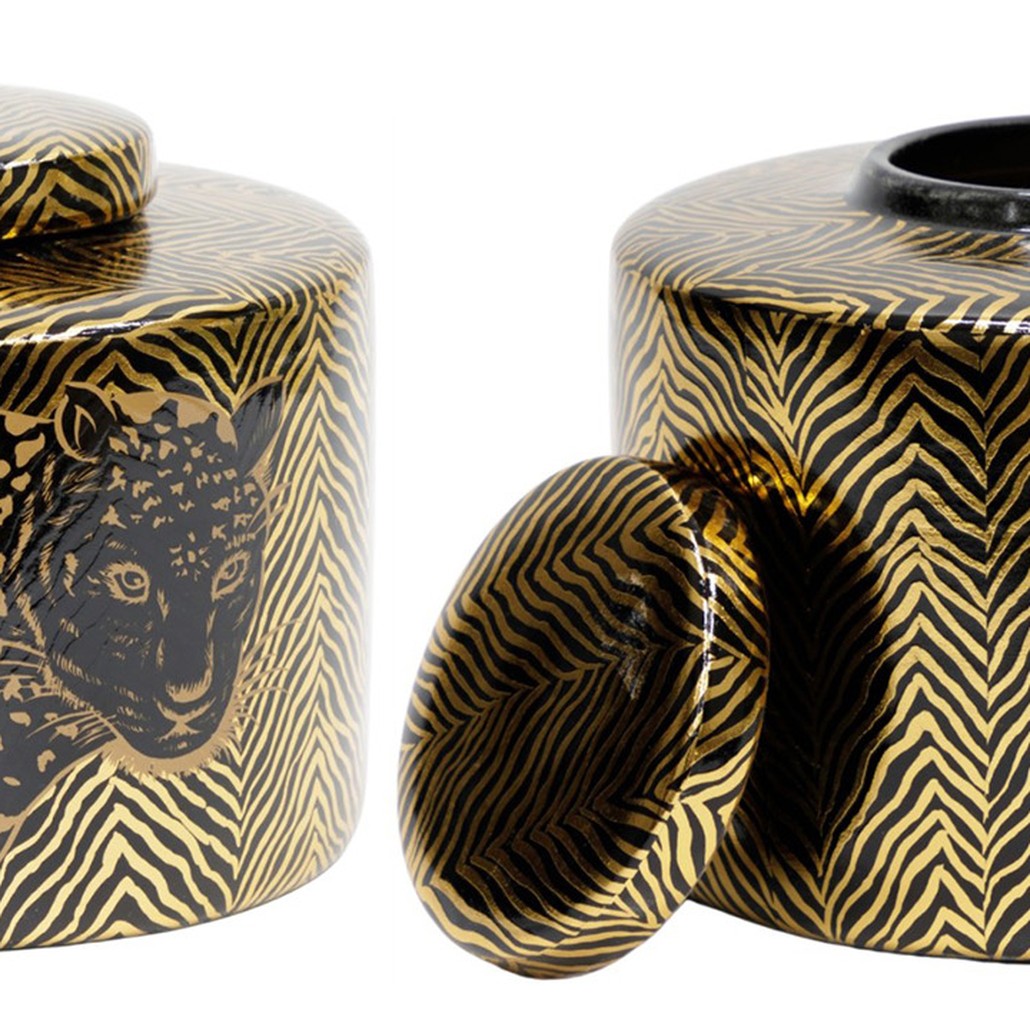 Ваза Leopard Vase black and gold 18
