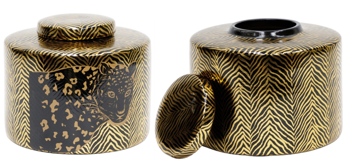 Ваза Leopard Vase black and gold 18