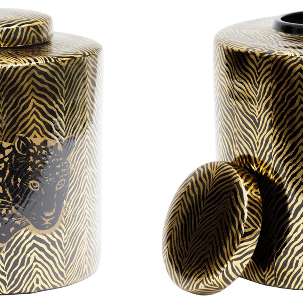 Ваза Leopard Vase black and gold 25