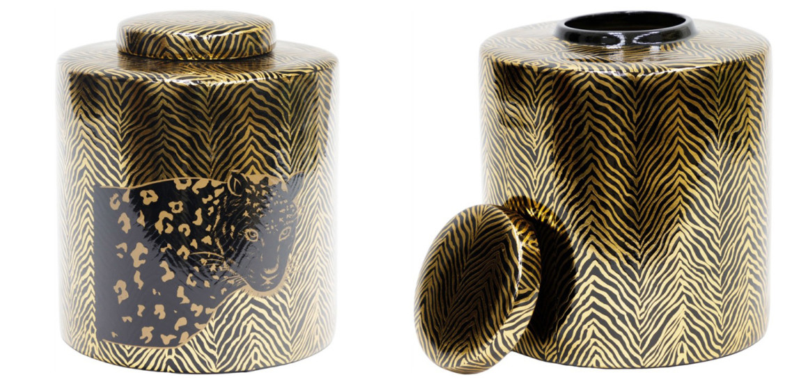 Ваза Leopard Vase black and gold 25