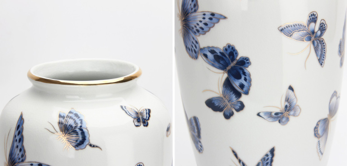 Ваза Porcelain Butterfly Blue and Gold Vase
