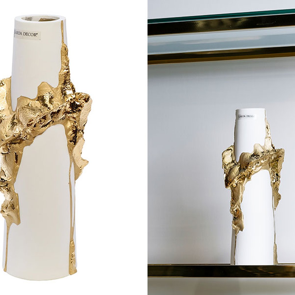Ваза Rhea white with gold 24