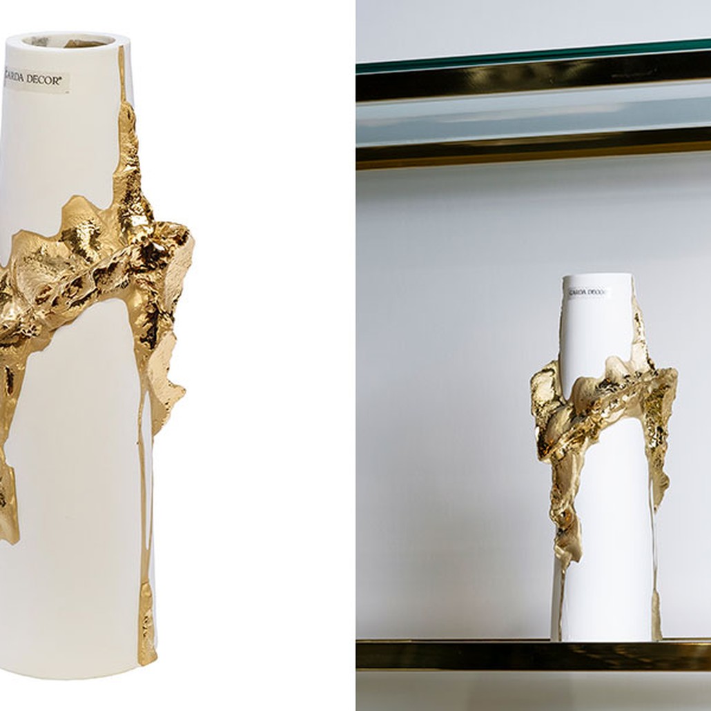 Ваза Rhea white with gold 30