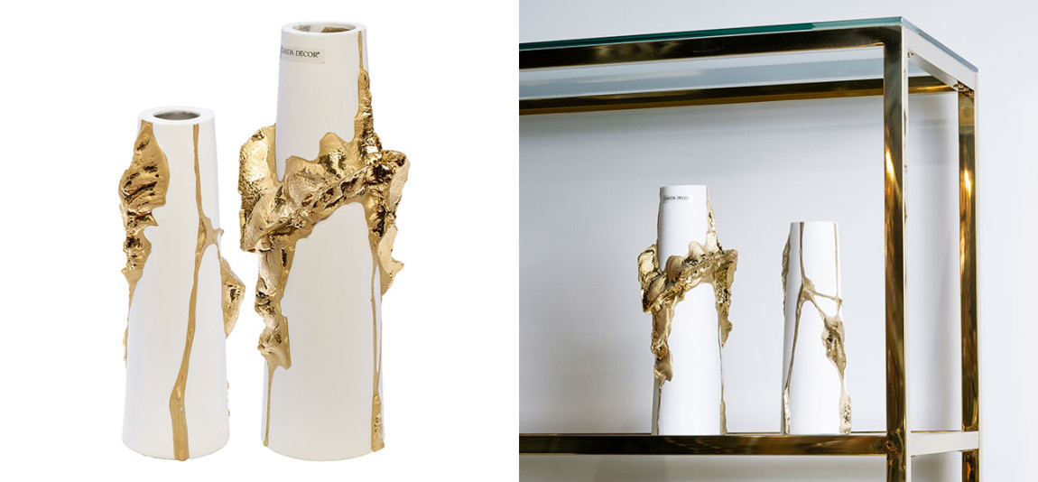 Ваза Rhea white with gold 30