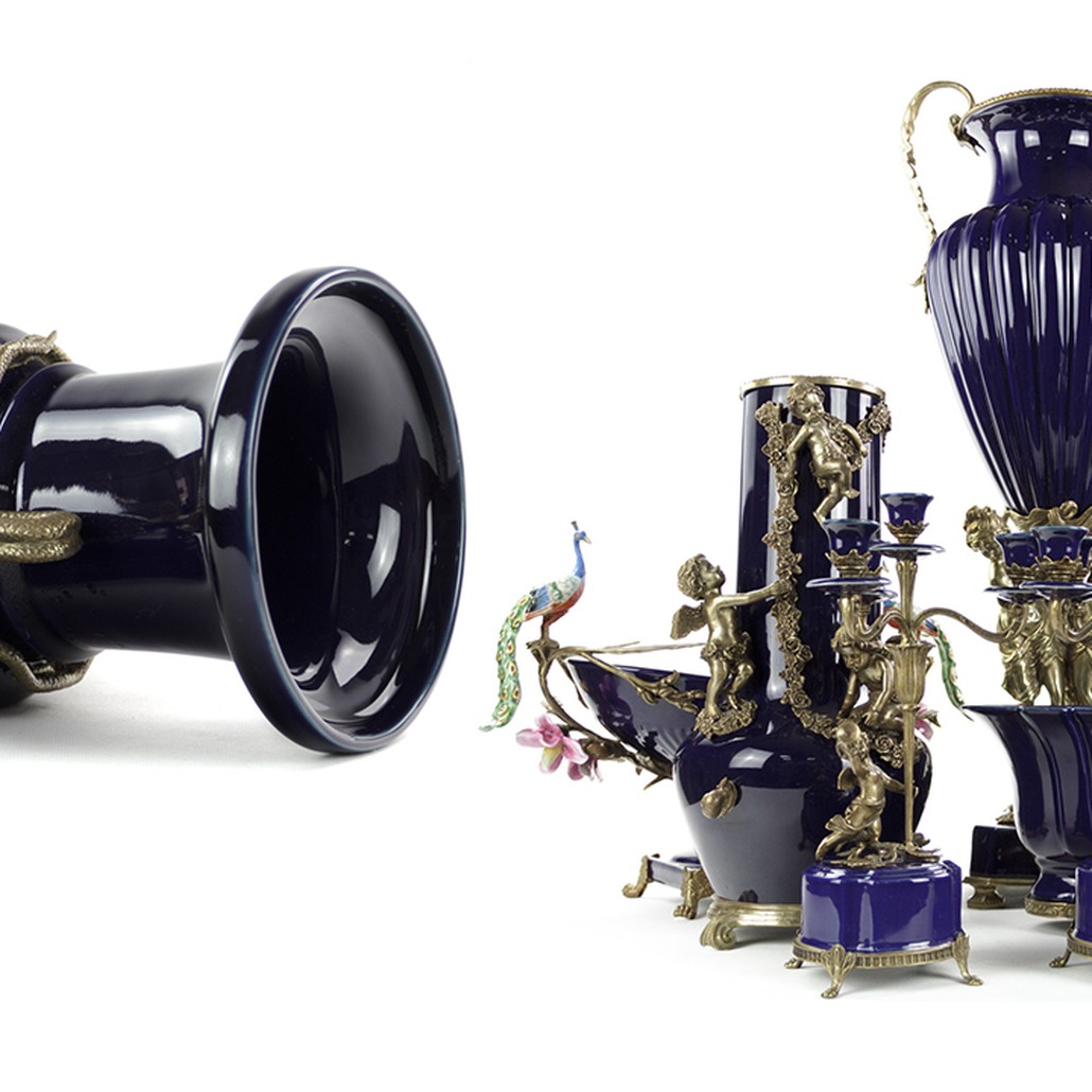 Ваза Selenia Blue Vase Bronze Serpents