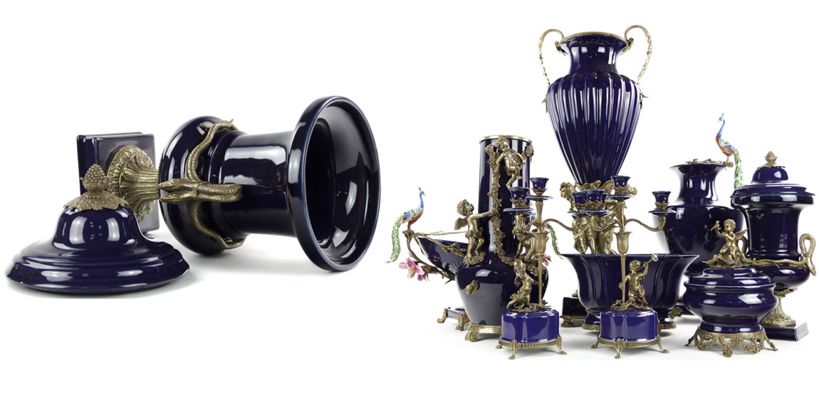 Ваза Selenia Blue Vase Bronze Serpents