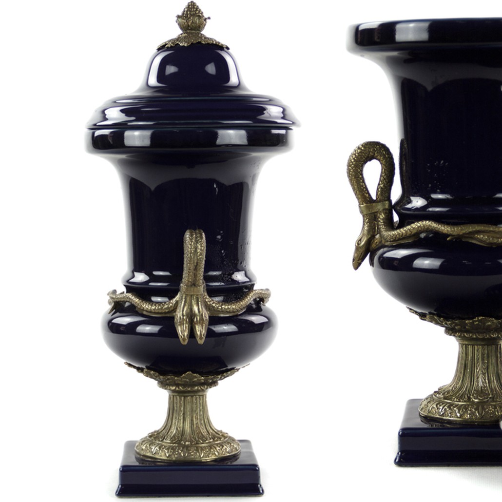 Ваза Selenia Blue Vase Bronze Serpents