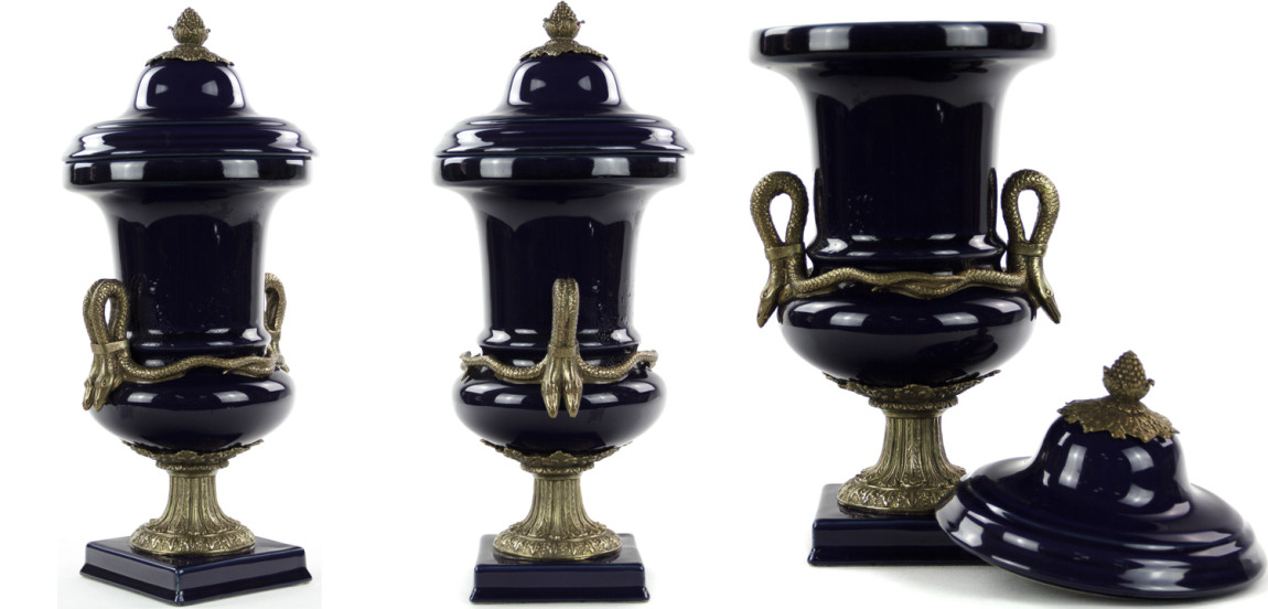 Ваза Selenia Blue Vase Bronze Serpents