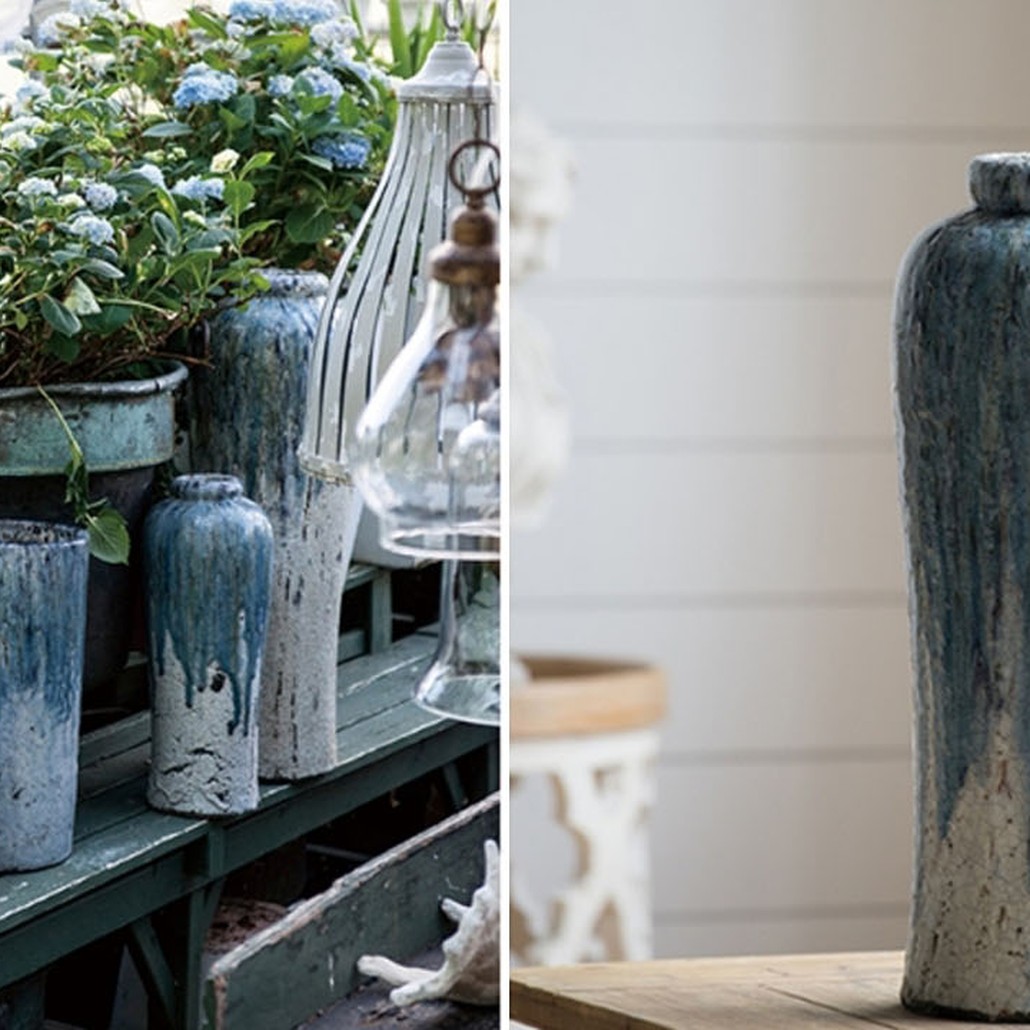Ваза Terracotta Vase blue-white high