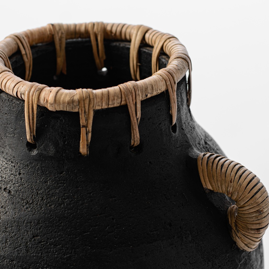 Ваза Vase Ceramic & Rattan
