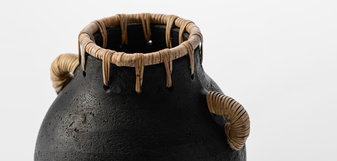 Ваза Vase Ceramic & Rattan
