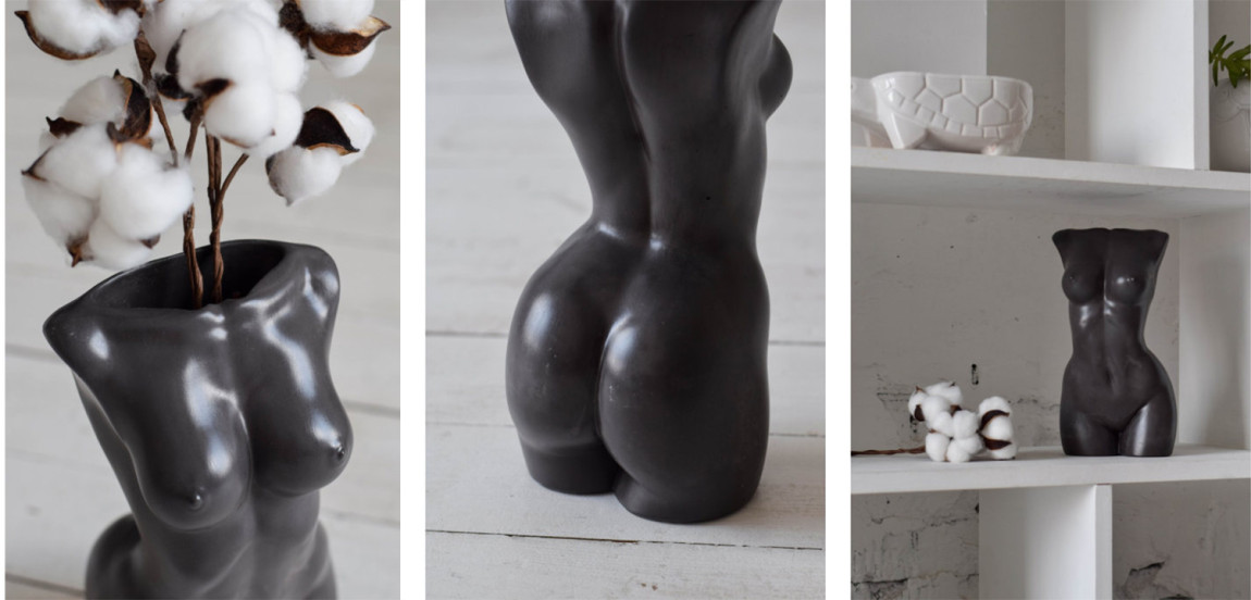 Ваза Vase Female Torso black