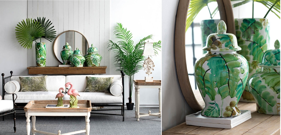 Ваза Vase Green Leaves 43