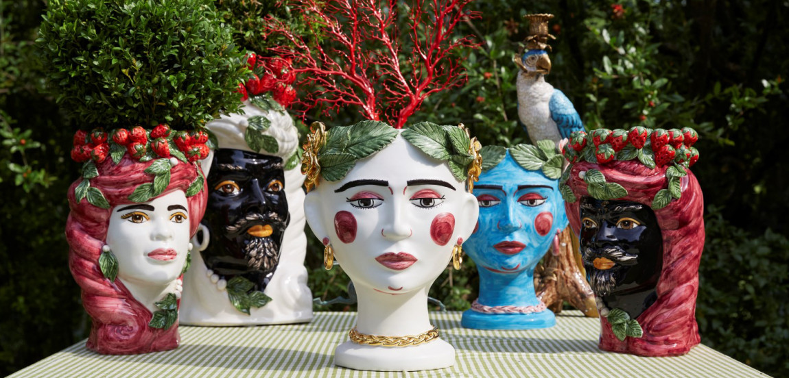 Ваза VASE STRAWBERRIES HEAD MAN BIG White