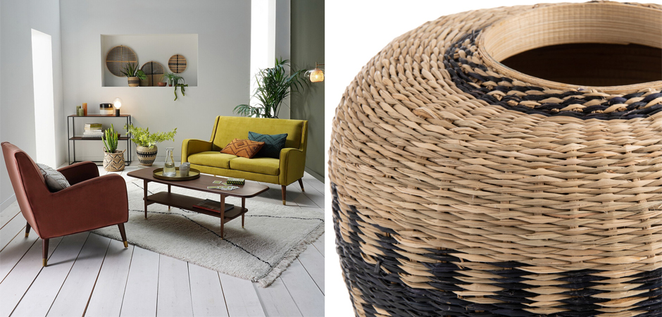 Ваза Wicker Vase with Bamboo and Herbarium