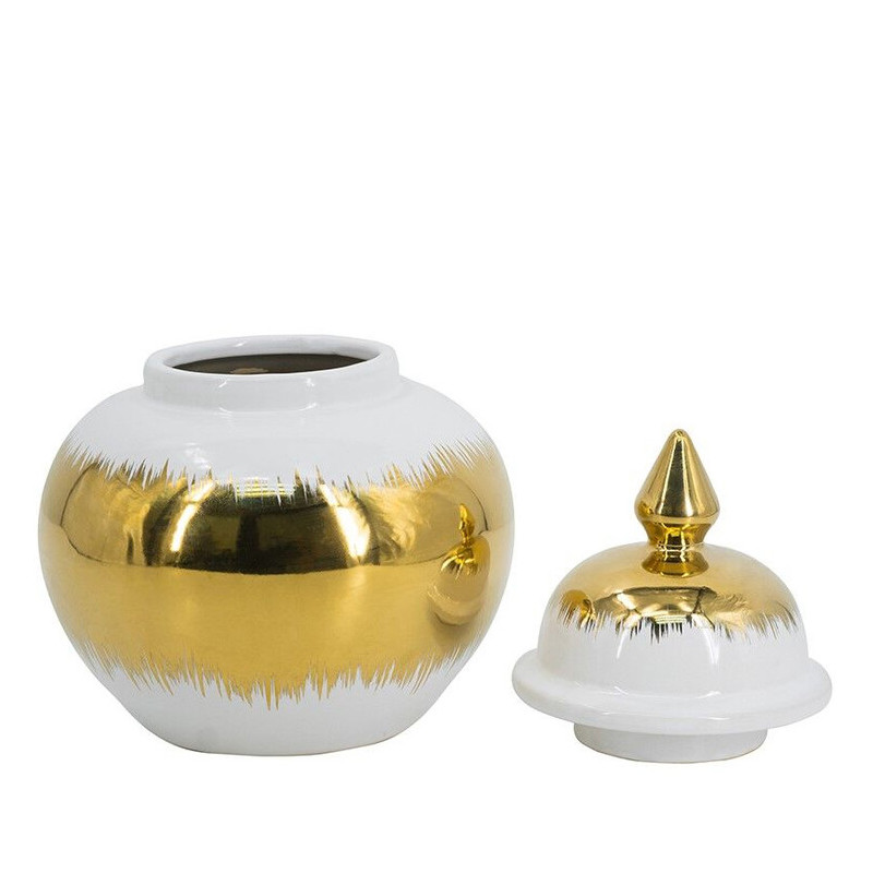 Ваза белая с крышкой и золотистыми фрагментами 24 см Chinoiserie Ceramics