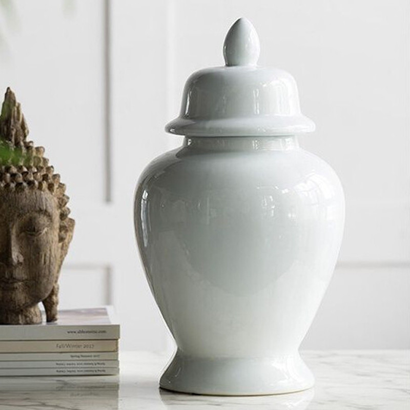 Ваза белая с крышкой однотонная Chinoiserie Ceramics