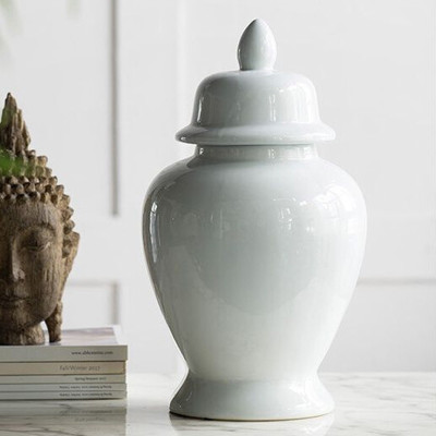 Ваза белая с крышкой однотонная Chinoiserie Ceramics