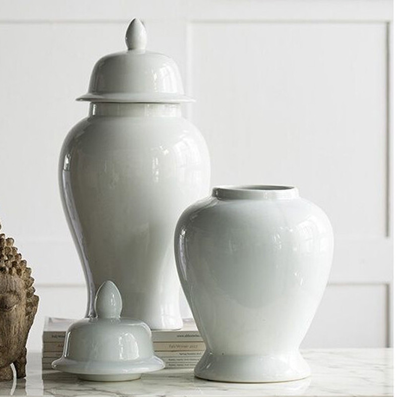 Ваза белая с крышкой однотонная Chinoiserie Ceramics