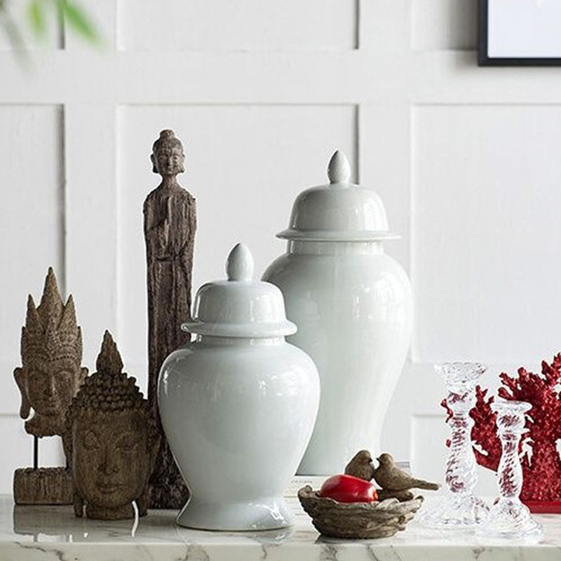 Ваза белая с крышкой однотонная Chinoiserie Ceramics