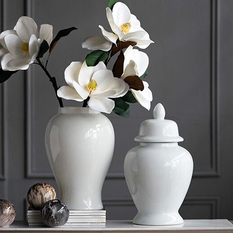 Ваза белая с крышкой однотонная Chinoiserie Ceramics