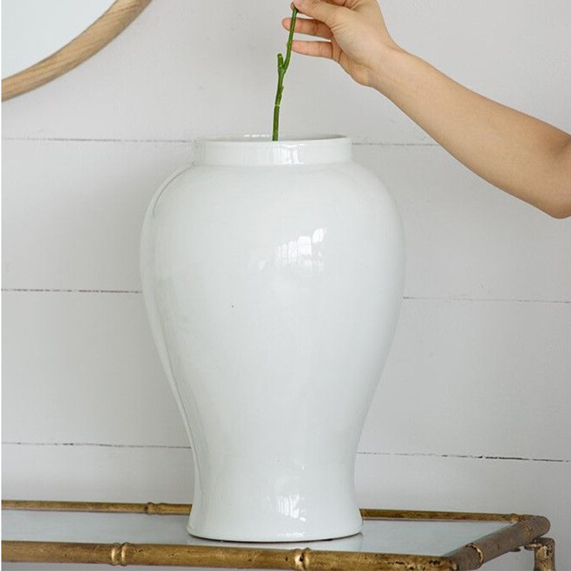 Ваза белая с крышкой однотонная Chinoiserie Ceramics