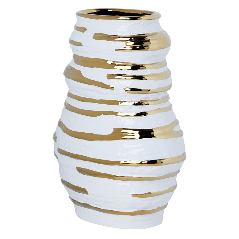 Ваза белая с рельефной поверхностью и золотыми полосами Vase Beehive