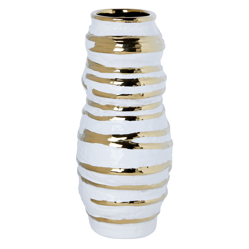 Ваза белая с рельефной поверхностью и золотыми полосами Vase Beehive