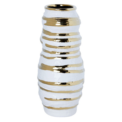 Ваза белая с рельефной поверхностью и золотыми полосами Vase Beehive