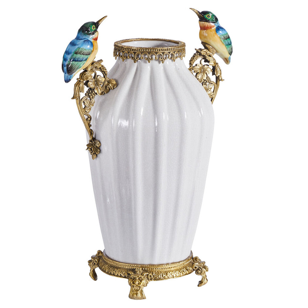 Ваза белого цвета из фарфора с птичкми White Garden