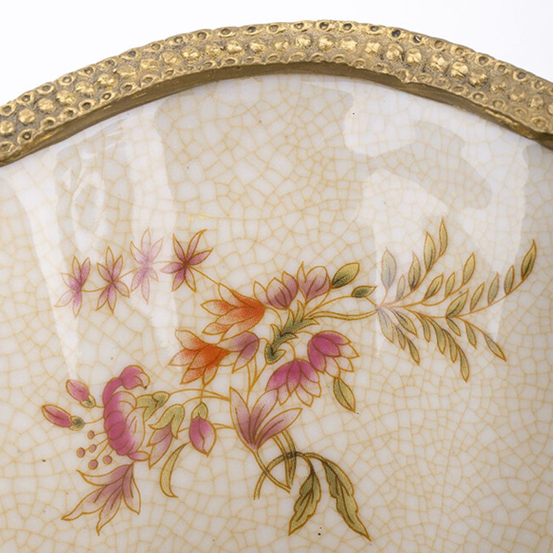 Ваза голубого цвета из фарфора с цветочным рисунком и бронзовой стрекозой Blue Garden